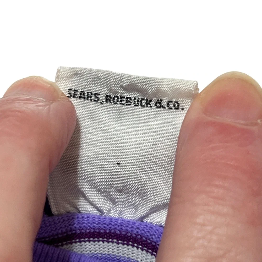 Vintage Sears Kids Purple‎ Striped Mock Neck Top Ribbed Pants Set Size L 71745